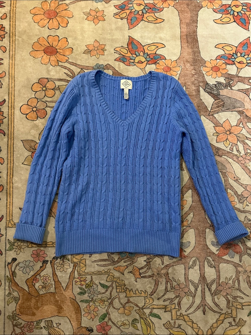 St. John's Bay Periwinkle Cable Knit V-Neck Sweater
